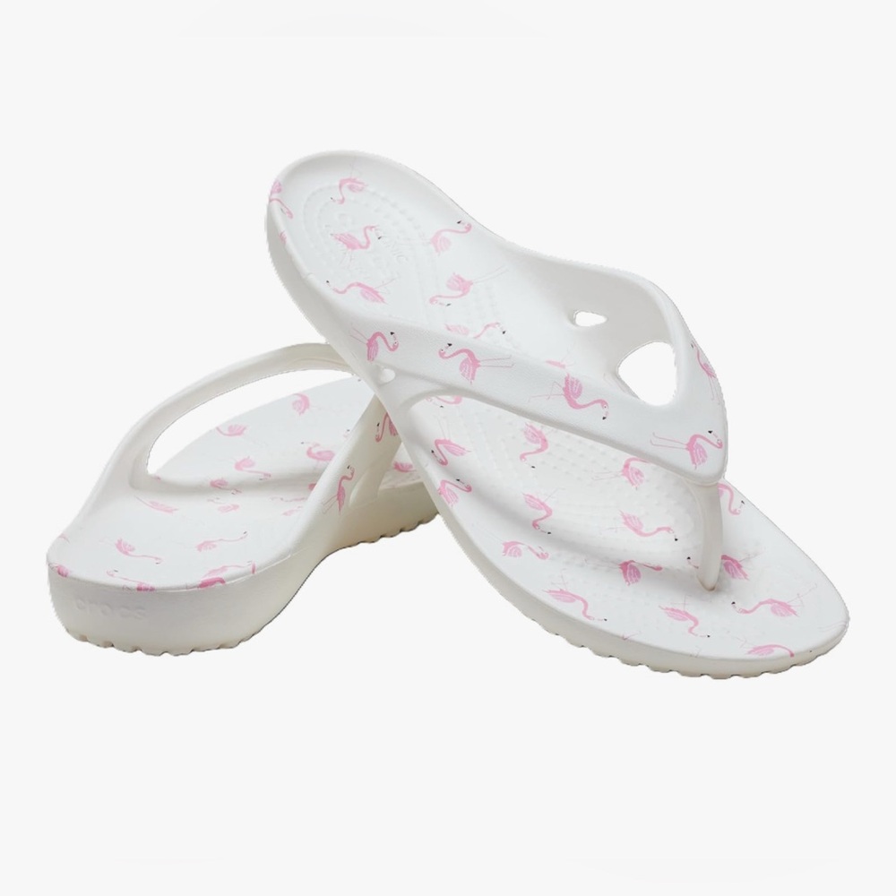 Crocs Kadee II Flamingo Print Flip Flop W 211700-100 Women’s Size 7 - Picture 2 of 8